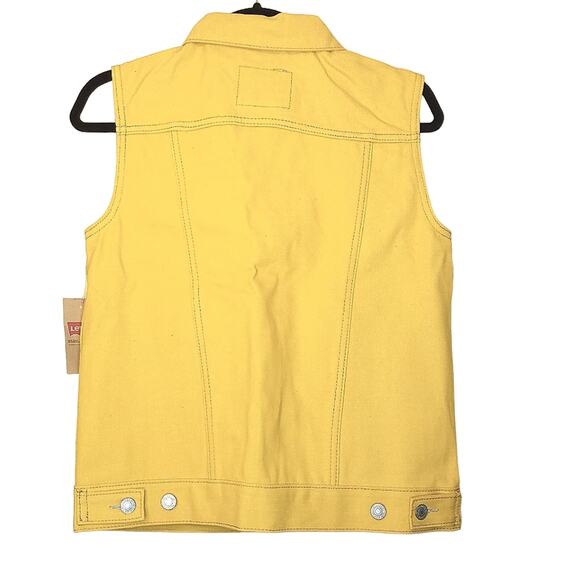 Levi's Yellow Gold Denim Jean Trucker Vest NWT Boys Large or Women's Size Medium - Picture 4 of 4